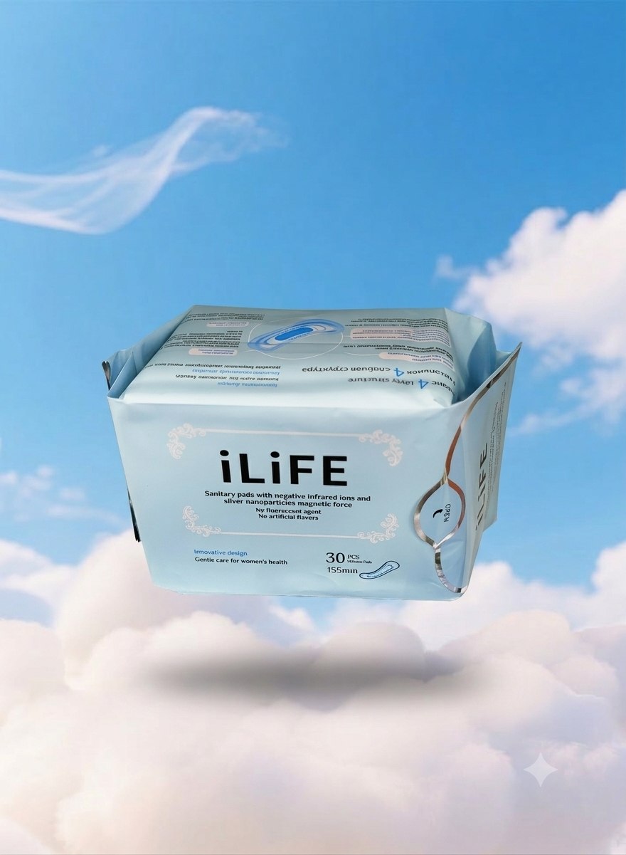 iLiFE ყოველდღიური ჰიგიენური საფენები უარყოფითი იონებით (30 ც. * 155 მმ)